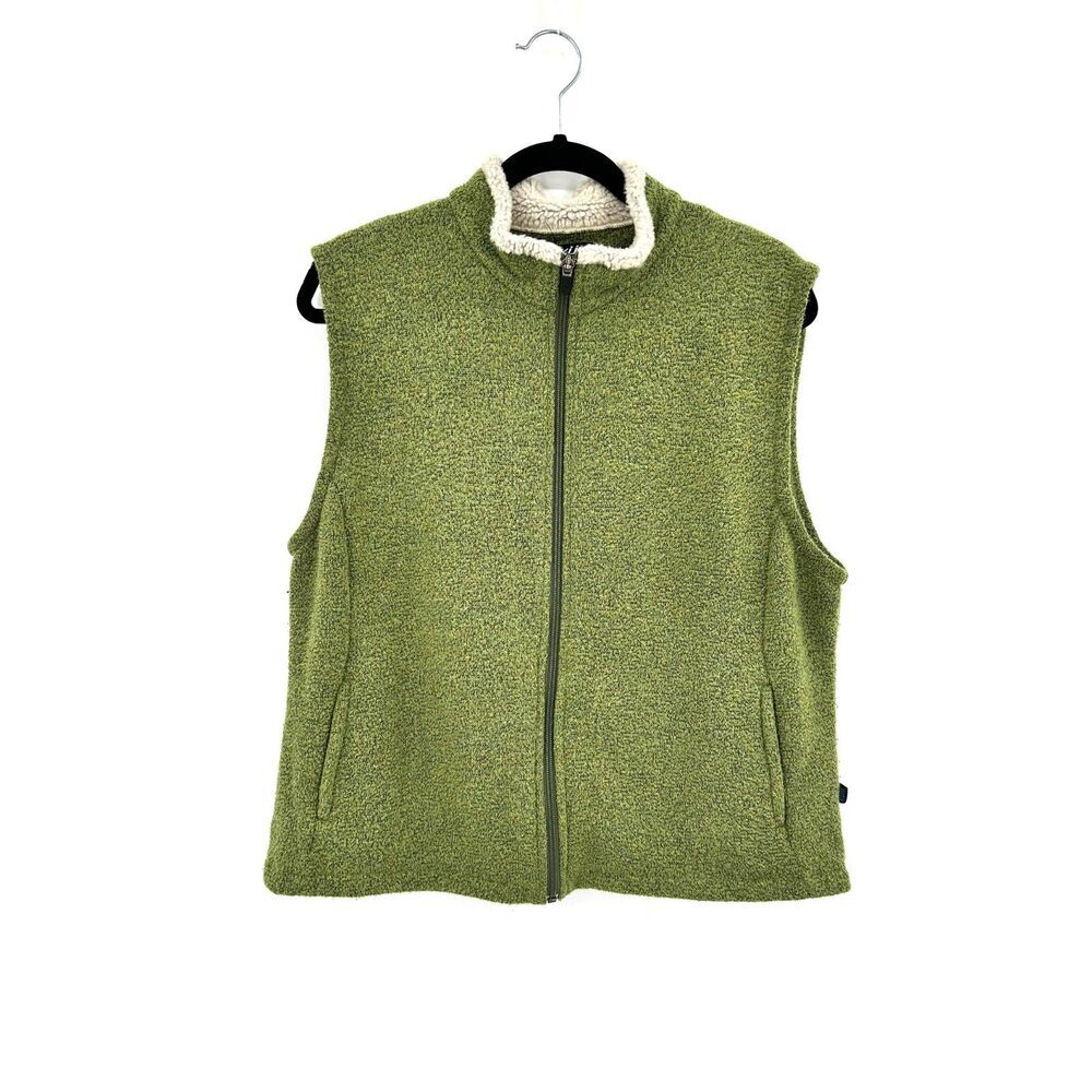 KUHL Women's Green Alpaca Fleece Full Zip Outdoor Sleeveless Jacket Vest Size XL